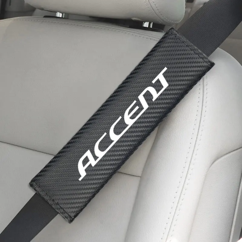 2pcs/set Carbon fiber Seat belt Shoulder Pads covers emblems for hyundai ACCENT ELANTRA TUCSON IX20 Car-styling | Автомобили и