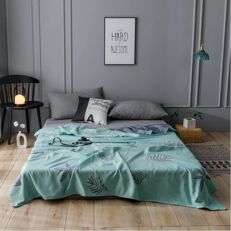 

Двухслойное газовое одеяло Yaapeet из 100% хлопка с принтом, летнее одеяло Siesta, кондиционер светильник кое одеяло для кровати