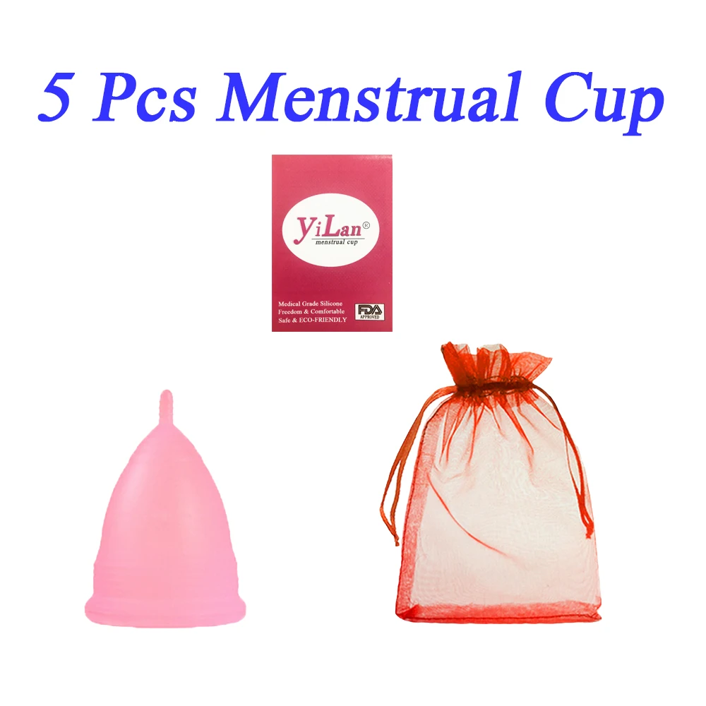 

5 Pcs Medical Grade Silicone Feminine Hygiene Menstrual Cup Soft Women's Menstrual Cup Menstrual Cup & Feminine Hygiene Care