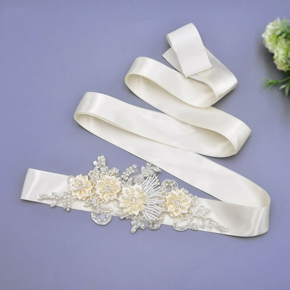 

BAZIIINGAAA 2021 New Fashion Creative High-end Bridal Belt Flower Pearl Tassel Belt Bridal Wedding Belt Exquisite Decoration