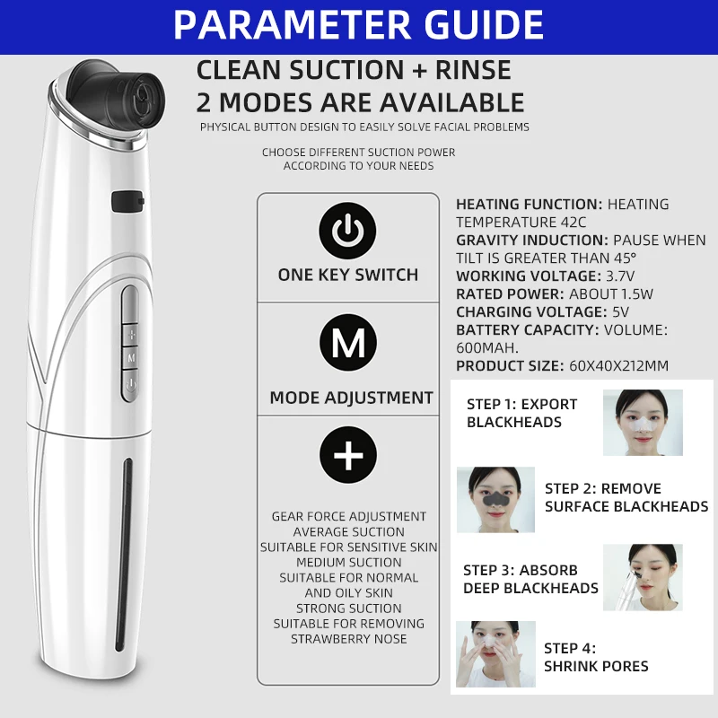 

Blackhead Remover Face Deep Electric Acne Cleaner Blackhead Point Vacuum Cleaner Tool Black Spots Pore Cleaner Machine