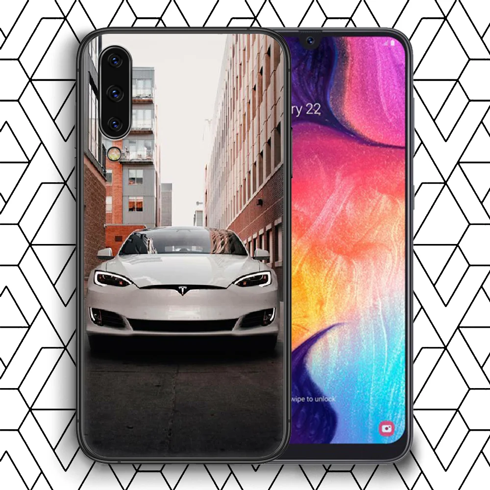 

Tesla Electric Car Logo Phone case For Samsung Galaxy A 3 5 7 8 10 20 20E 21S 30 30S 40 50 51 70 71 black back fashion bumper