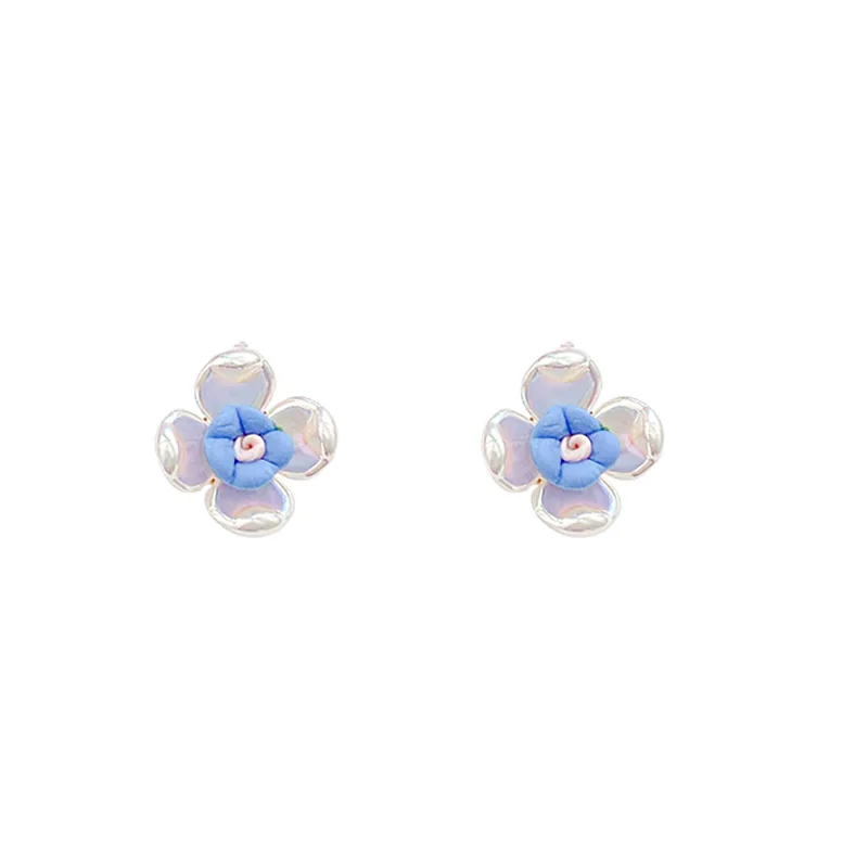 

1 Pair Design Blue Gradient Flower Earrings 2020 New Tide Simple and Compact Temperament Fashion Atmosphere Earrings Women
