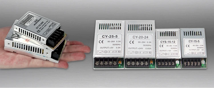 CY-20w одобренный CE 20 Вт 24 В 0.8a/5 В 3a/12 В 1.6a Ac Dc одиночный регулируемый выход Источник питания ультратонкий