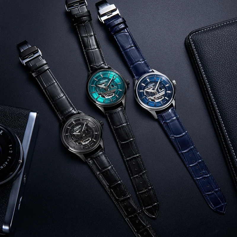 

ROSDN Men's Watches Luxury Brand Japan MIYOTA Automatic Mechanical Watch Man Sapphire Luminous Double Skeleton Waterproof R2641