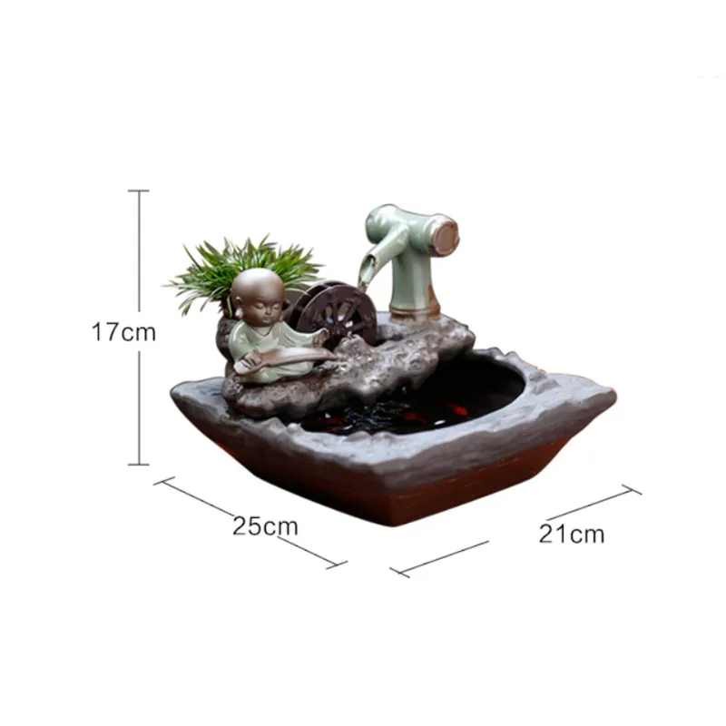 Офисный Настольный маленький аквариум керамический фонтан воды монах украшения