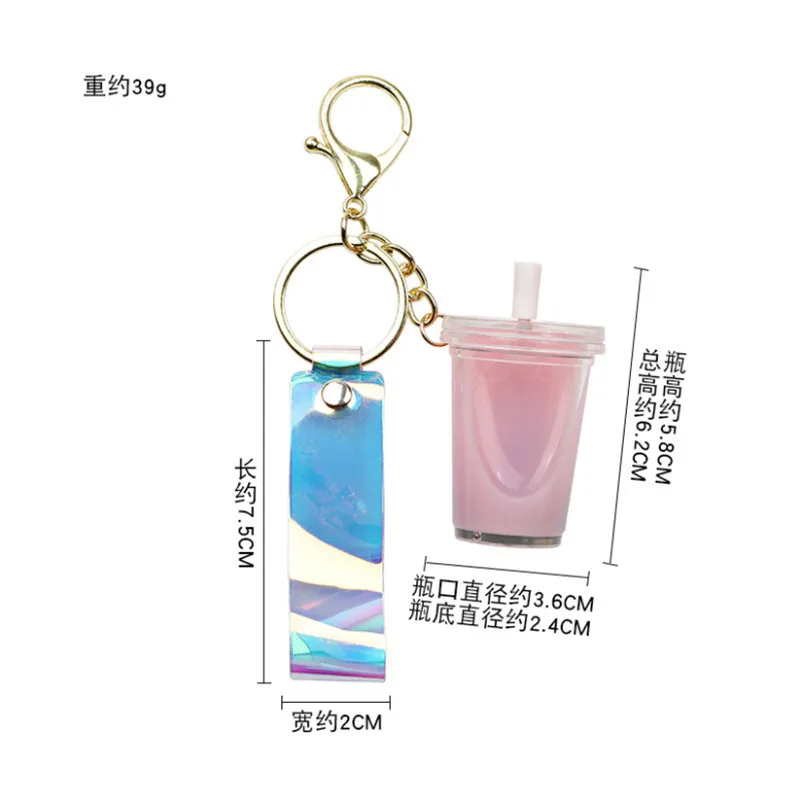 Creative Mini Soft Drink Keychain Milk Tea Beverage Bubble Keyring Moving Liquid Oil Drop Decompression Keyfob Jewelry Gift | Украшения и
