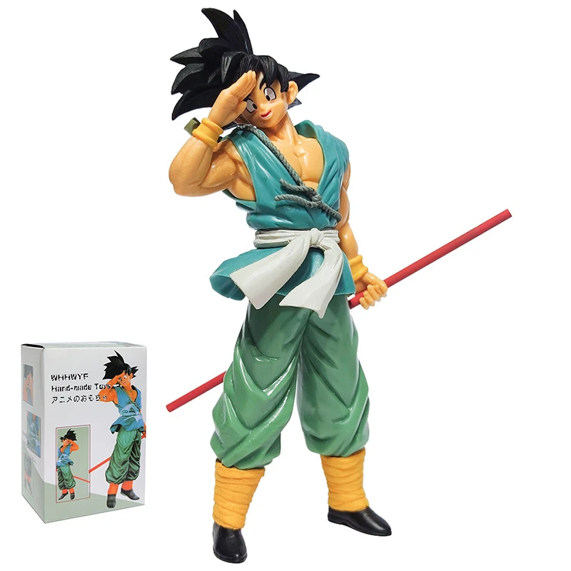 

22CM Dragon Ball Z Golden Rod Goodbye Wukong Doll 10th Anniversary Handmade Decoration Wukong Model Children's Toy