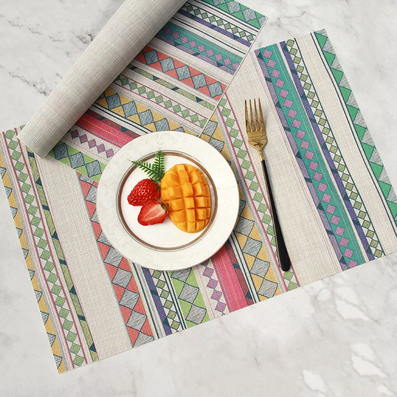 

coaster Printed pvc placemat Bohemia waterproof oilproof heat place mats insulation pad hotel table mat individuales de mesa