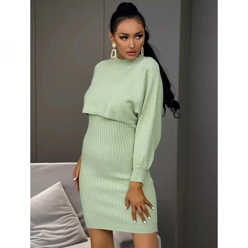 2021 Chic New Suit Women Autumn Promotion Fashion 2 Piece Set Long-Sleeved Top + Dresses With Free Shipping |