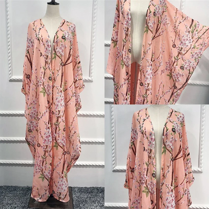 

Muslim Abaya Print Maxi Dress Bat Sleeve Loose Cardigan Long Robe Gowns Ramadan Party Worship Service Islamic Clothing Female