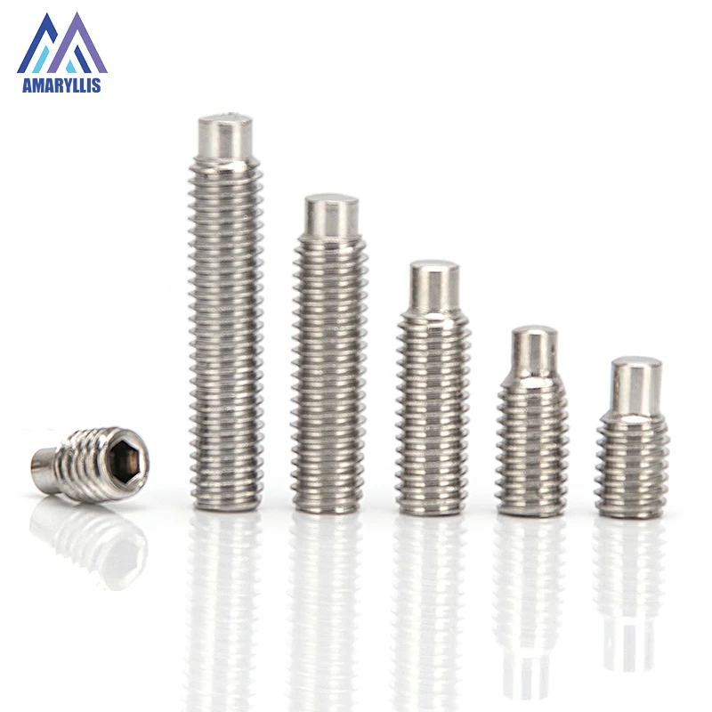 

304 Stainless Steel Set Screw with Convex End M3 M4 M5 M6 M8 M10 Headless Hex Socket Head Grub Bolts Solid Fasteners