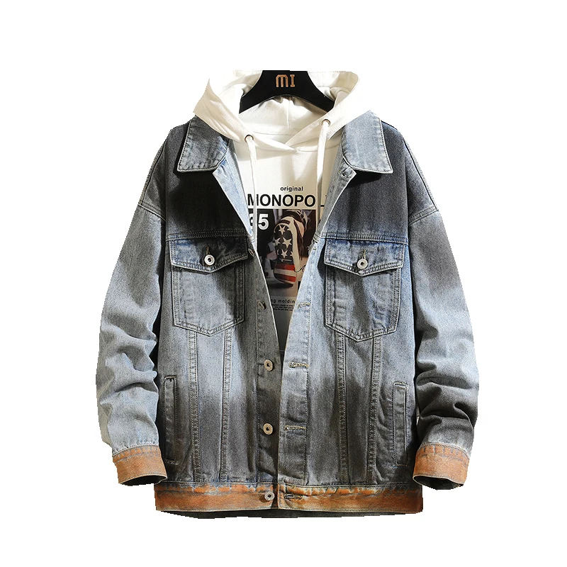 

2021 Spring Men Denim Jackets Mens Casual Jean Coat Ripped Male Hip Hop Vintage Cowboy Jacket Streetwear Chaqueta Hombre M-5XL
