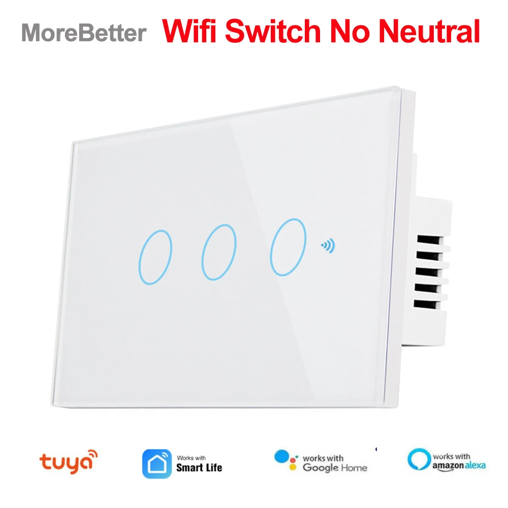 

Tuya Wifi Intelligent Switch Smart Switch No Neutral Smart Home Wireless Timer Touch Wall Switch Via Smart Life APP Alexa Google