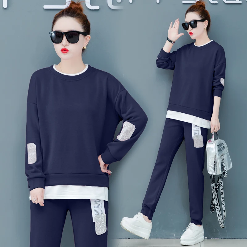 

Tracksuit for women outfits co-ord set casual 2 piece set winter autumn matching sportsuits top wide pant suit 2020 clothing