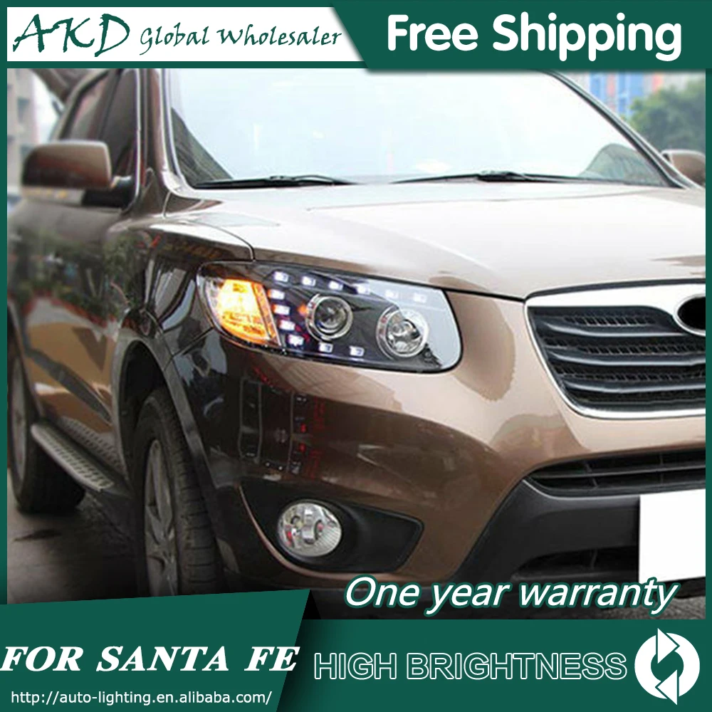 AKD автомобильный Стайлинг для hyundai Santa Fe фары 2006-2012 Santafe светодиодный налобный фонарь светодиодный DRL Биксеноновые линзы Высокий Низкий луч парковка