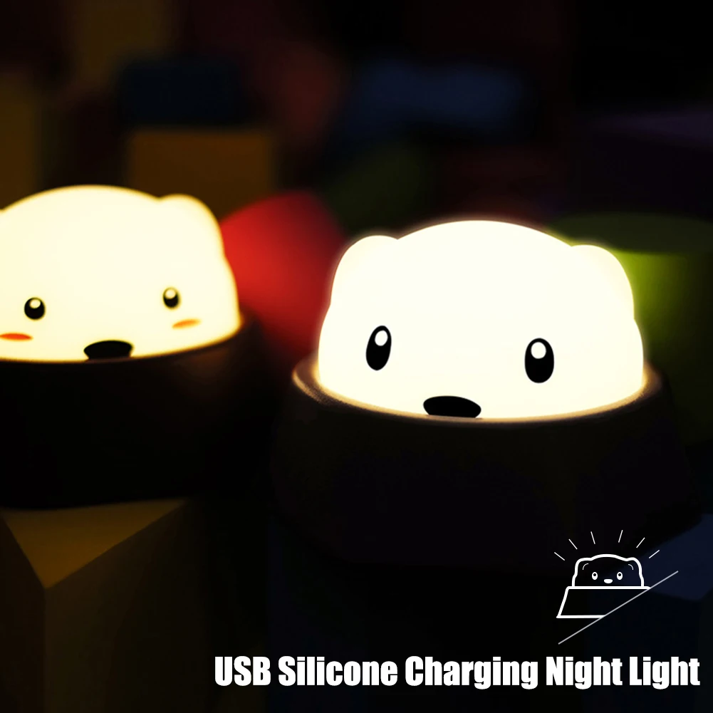 LED night light reading light USB rechargeable children's bedroom cute multi-purpose gopher night light Drop shipping