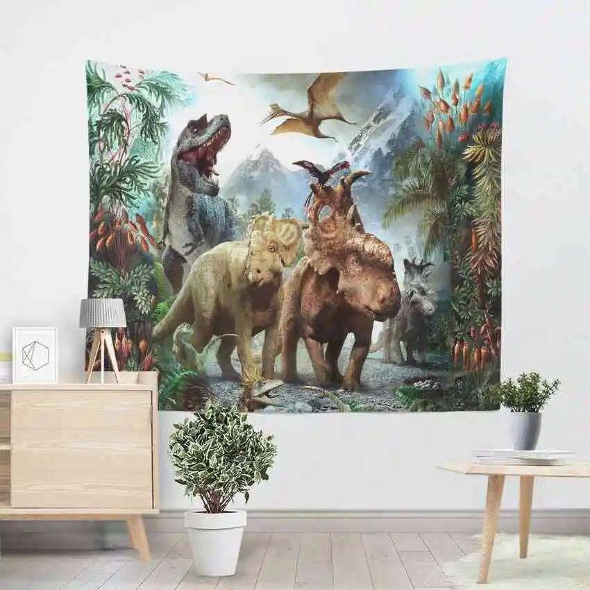 

Home Anime Dinosaur Tapestry Wall Hanging Fabric Psychedelic Hippie Wall Tapestry Kid Bedroom Decoration Room Decor Hippie Tapiz