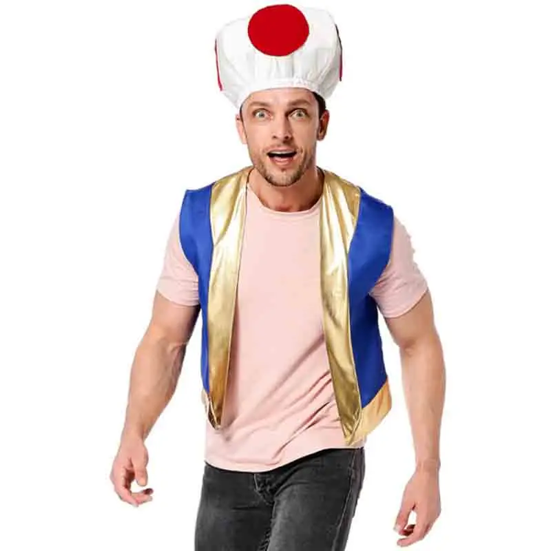 Halloween Mushroom Kingdom Cosplay Costume For Men Fancy Dress Captain Chino Cosplay Costume Plus Size For Men