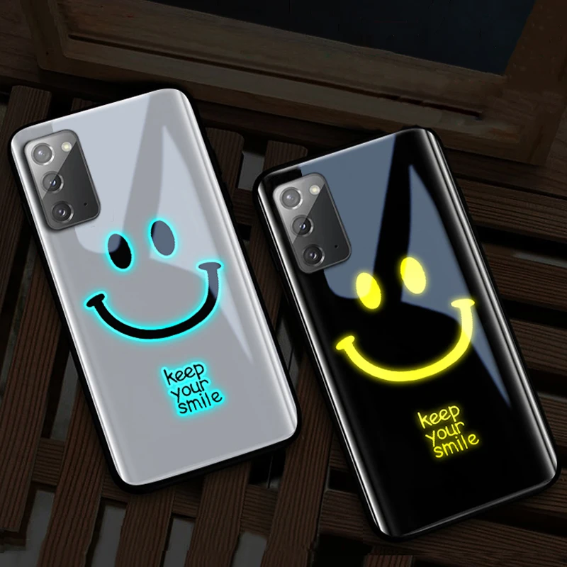 

LED Flash Light luminous Phone Cases For Samsung Galaxy S22 S21 Ultra 5G S20 FE S10 Note 20 Ultra Note 10 Plus Case Glass Cover
