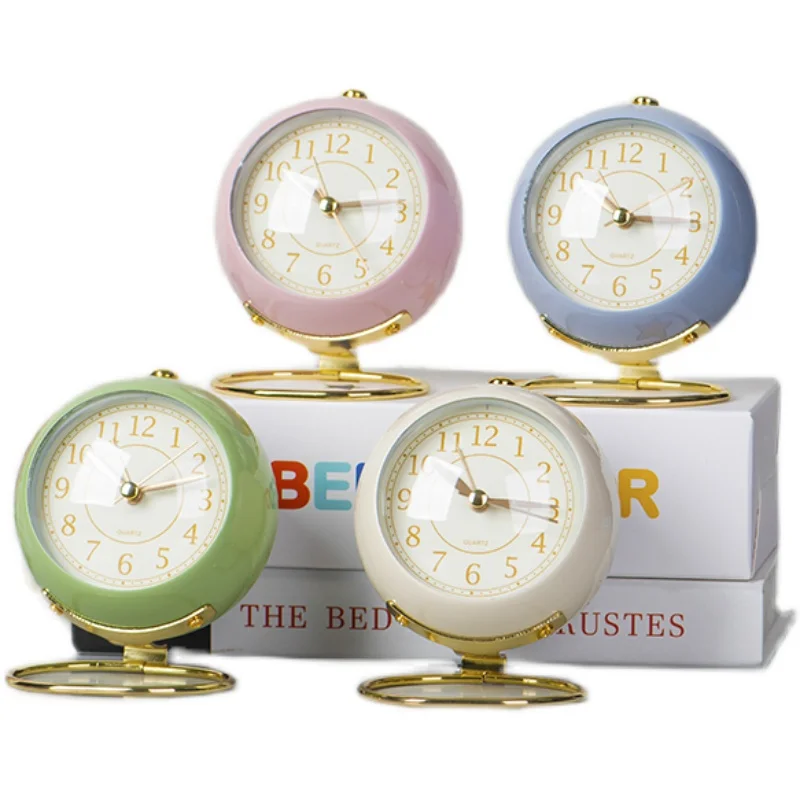 

Retro Classic Alarm Clock Metal Ornaments Bedside Luxury Small Alarm Clock Table Bedroom Despertador Home Decoration DG50ZZ