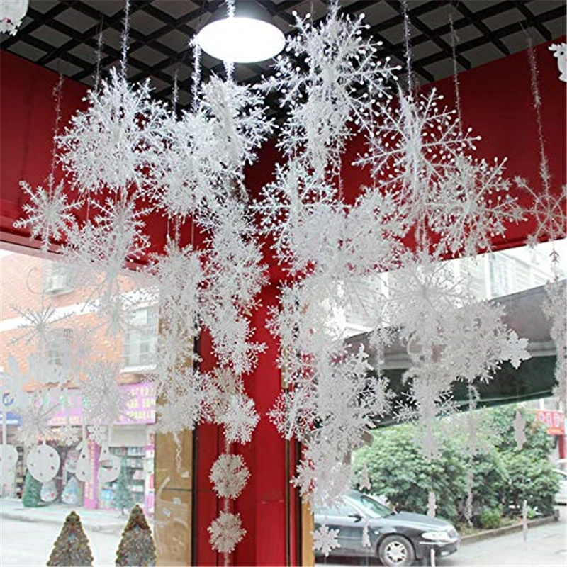 Winter Christmas Hanging Snowflake Decorations Large White Snowflakes for Decoration Home Holiday New Year Party | Дом и сад