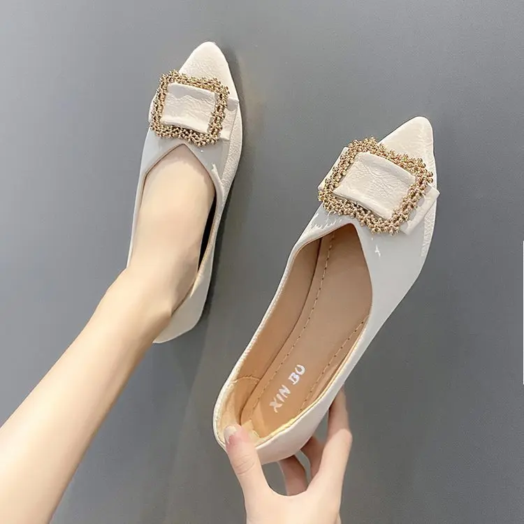

Summer Women Sandals Fashion Boat Shoes Women Pointed Toe Office Ladies Flat Footwear Elegant Women's Flats Luxury Brand Size 43