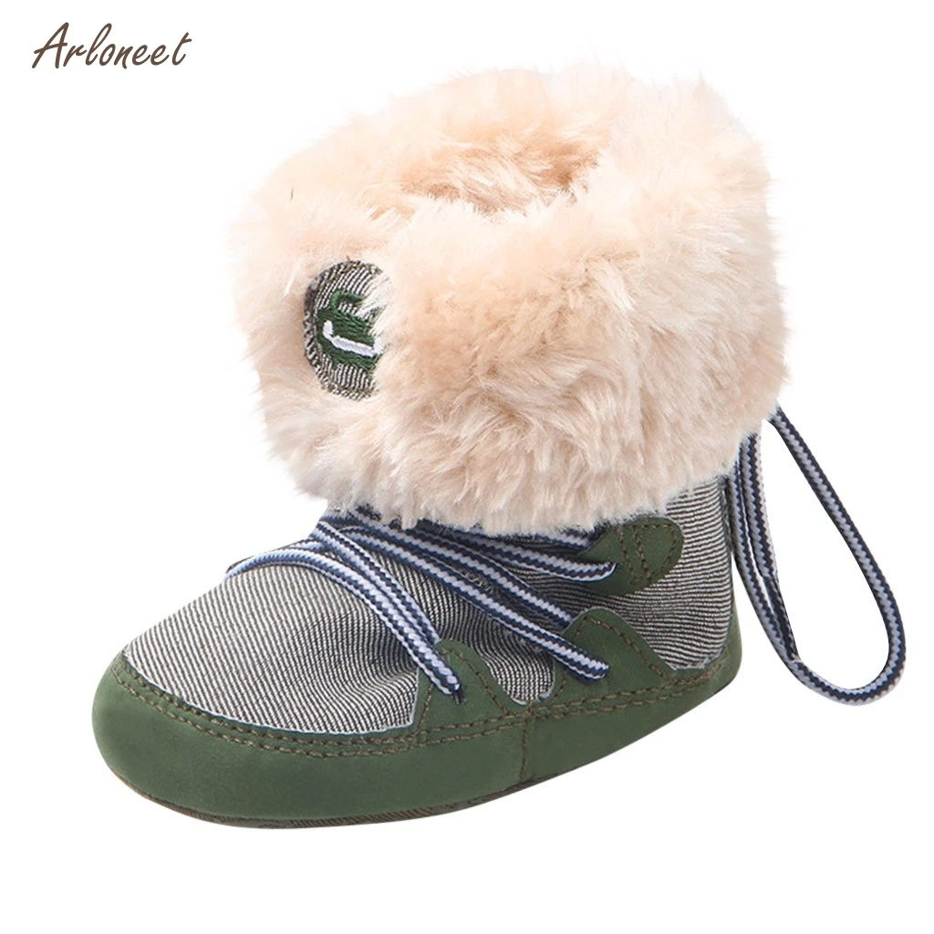 Осенне зимние однотонные теплые ботинки в полоску для новорожденных мальчиков и