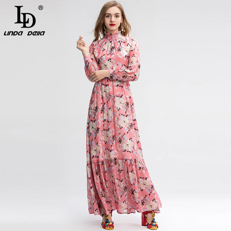 LD LINDA DELLA модное подиумное Макси платье 5XL размера плюс женское винтажное с