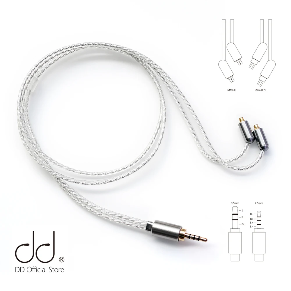 DD ddHiFi BC50B 2 5 мм сбалансированный или 3 кабель для наушников mmcx/0 78 контакты кабели