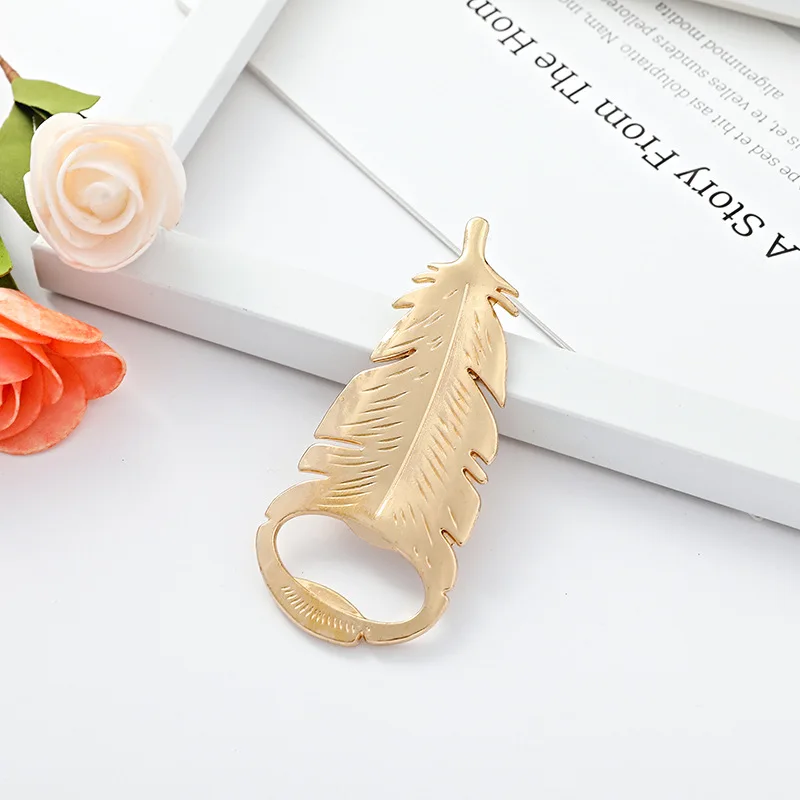 New Design Feather Shape Beer Bottle Opener Small Wedding Favors for Guests Gold Zinc Alloy Openers Tools Kitchen Gadgets | Дом и сад