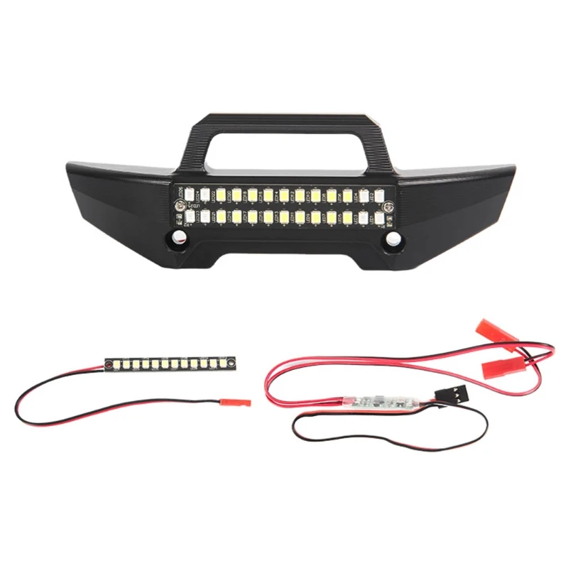 

U50F 1/10 Climbing Car Front Bumper, Off-road Vehicle LED Light Front Bumper Compatible with TRX4/90046/90047/D90/D110