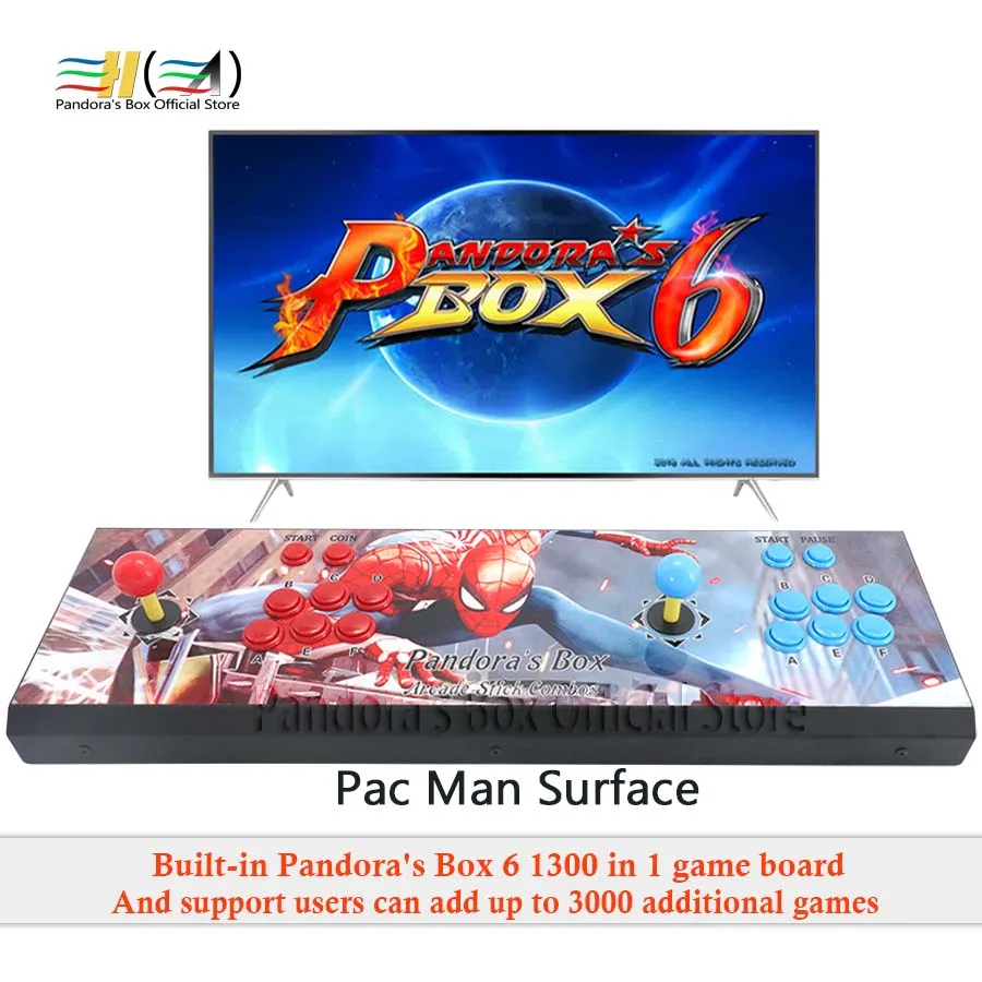 Новинка Pandora box 6 1300 в 1 аркадная игра 2 игрока Железный консольный контроллер Поддержка fba mame ps1 3d игра mortal kombat pacman