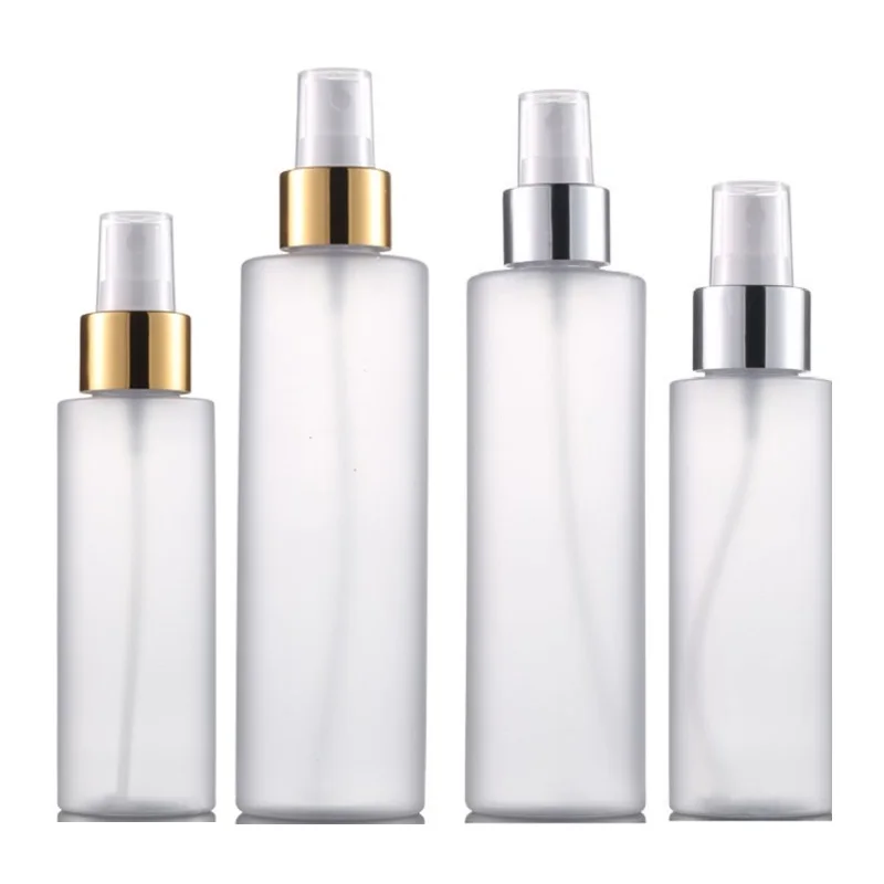 

Portable PET Plastic Packing Bottle Silver Gold Ring Atomizer Pump 100ml 200ml Empty Frost Perfume Spray Refillable Bottle 20pcs