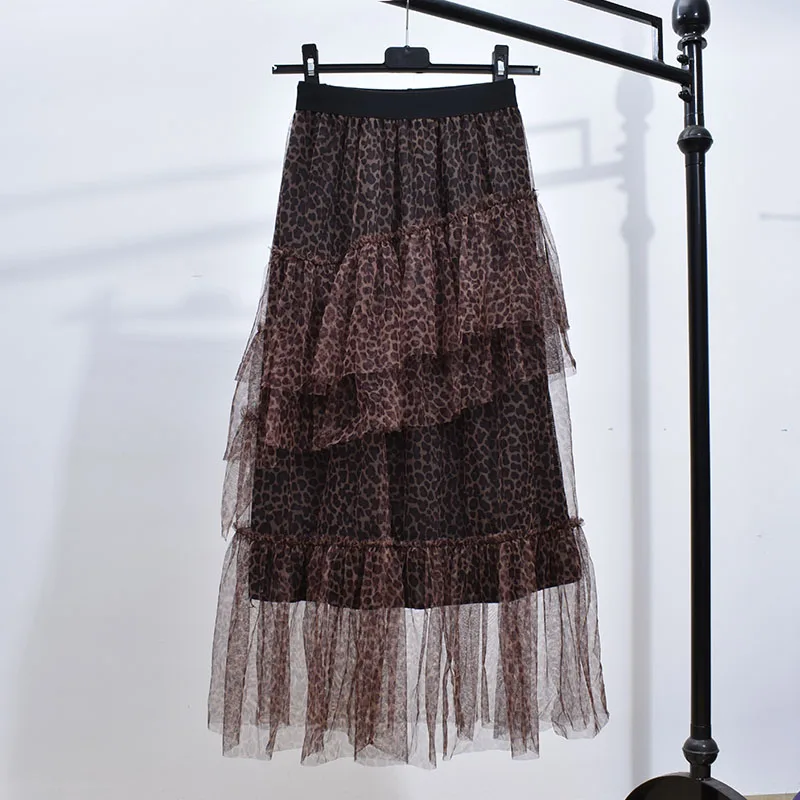 Женская плиссированная юбка-макси серая Асимметричная многослойная длинная