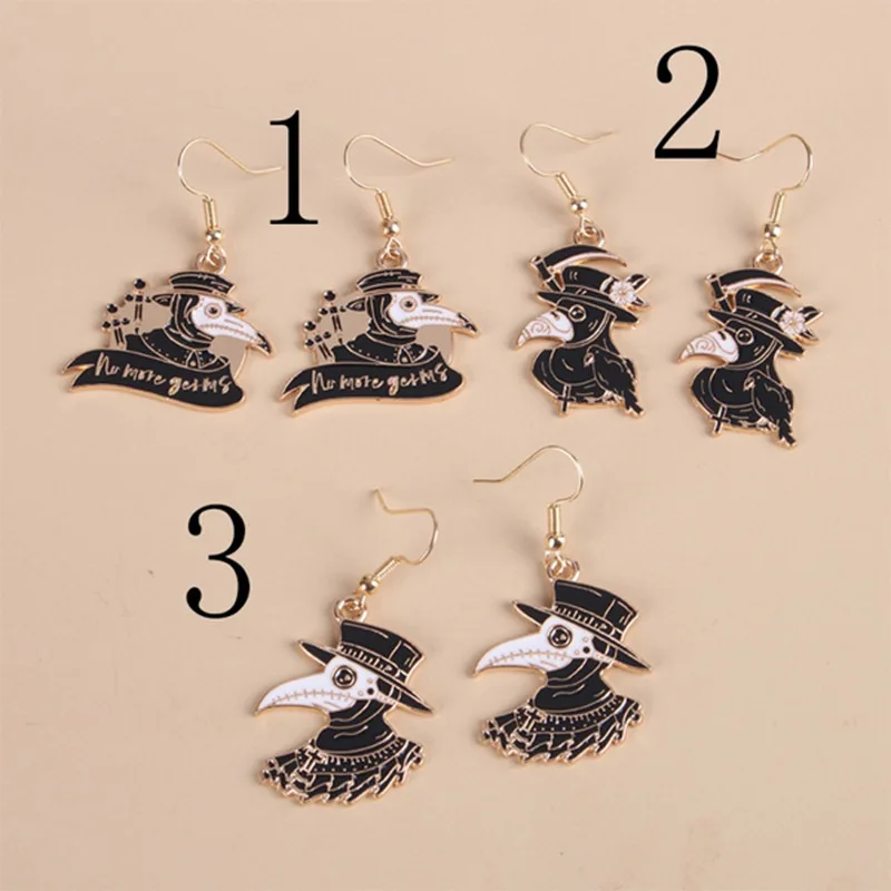 

Cartoon Earrings European and American Punk Gothic Lady Earrings Crow Oil Drop Earrings