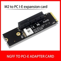 newest ngff m 2 to pci e 4x riser card m2 m key to pcie x4 adapter with led indicator sata power riser for bitcoin miner mining