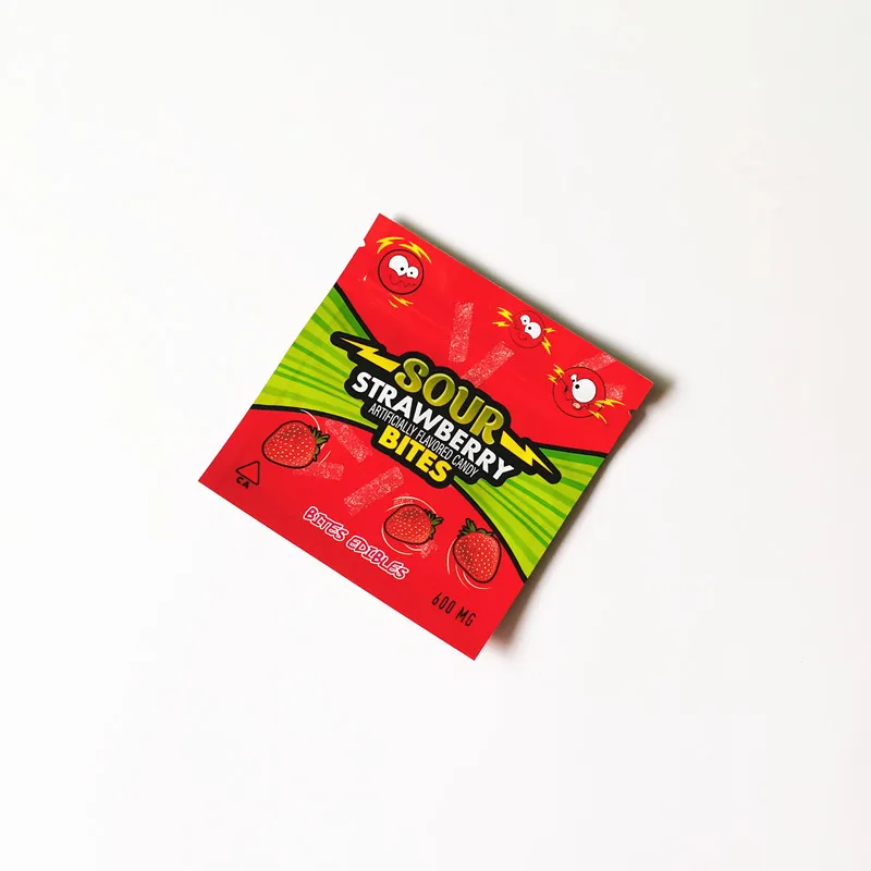 

100 PCS Tropical Blend Strawberry Watermelon Pineapple Raspberry 600mg Gummy Bites Edibles Mylar Bag Smell Proof Bag ( No Food)