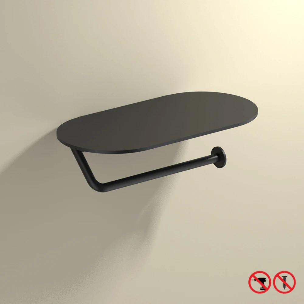 Алюминиевый держатель для рулона бумаги Euor туалетной без отверстий черные