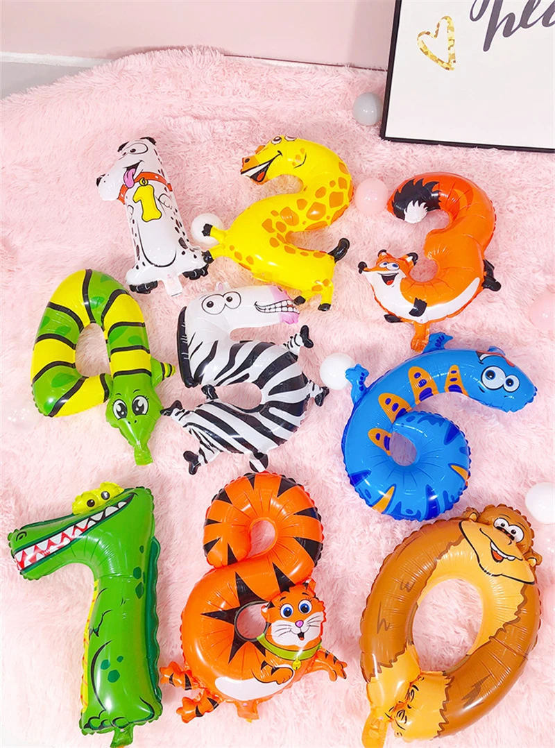 

16Inches Birthday Number Balloon Figures Happy Birthday Party Decorations Kid Animal Shaped Number Baloons Birthday Balon