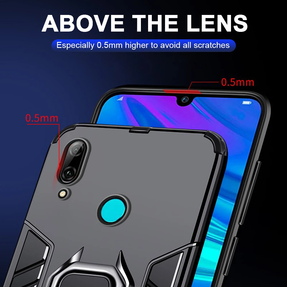armored finger ring bracket magnetic phone case for huawei p smart plus 2019 2018 p smart z psmart pro 2019 stand anti fall case free global shipping