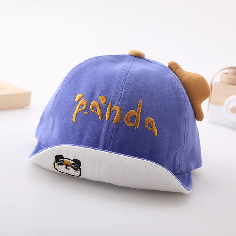 

Children's Sunshade Thin Peaked Cap Baby Boy Girl Fashion Cartoons Panda Cotton Breathable Spring Summer Autumn 0-2Years New