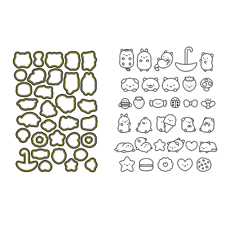 Ясно содержащиеся Cuties набор для стемпинга и координации умирает персонажей