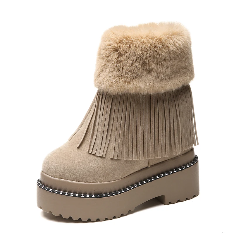 

12CM high-heeled women's boots new fashion women's boots thick-soled wedges women's shoes thick-soled tassel women's boots