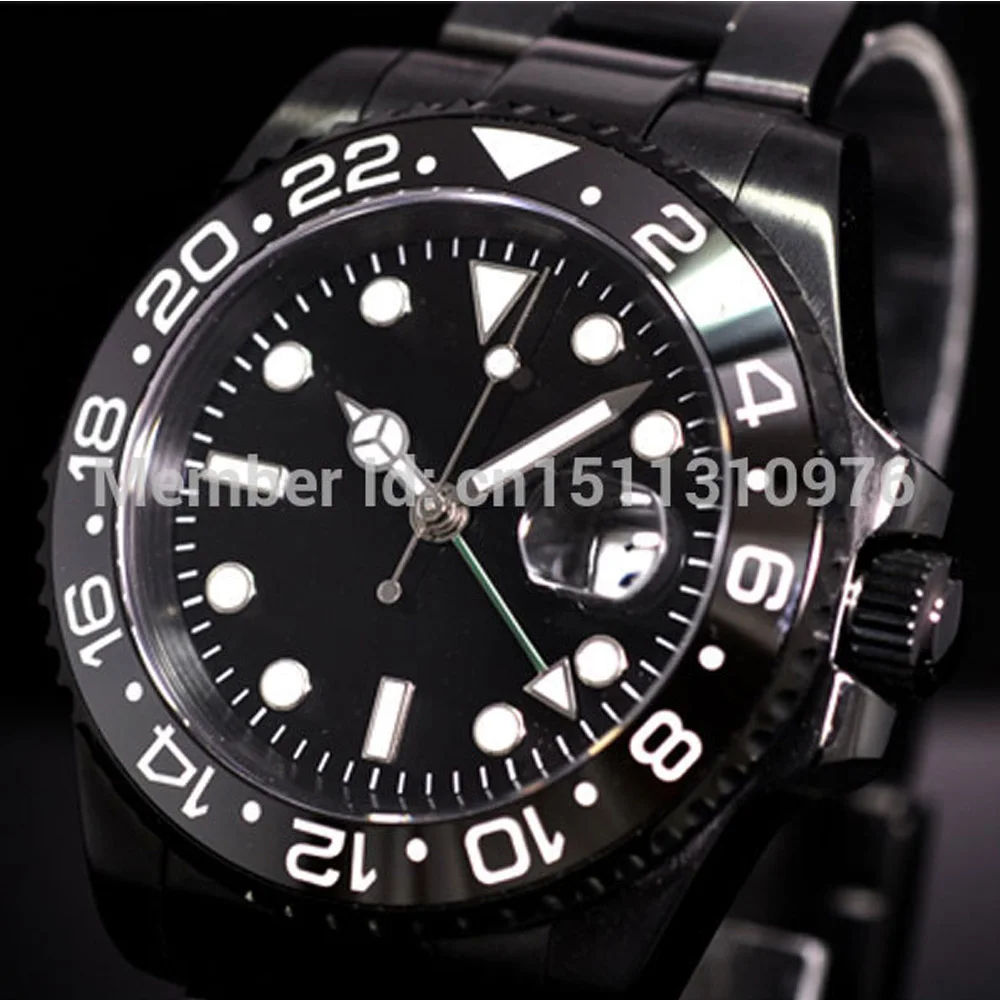 Parnis светящийся PVD GMT винтажный сапфировое стекло автоматический механизм мужские
