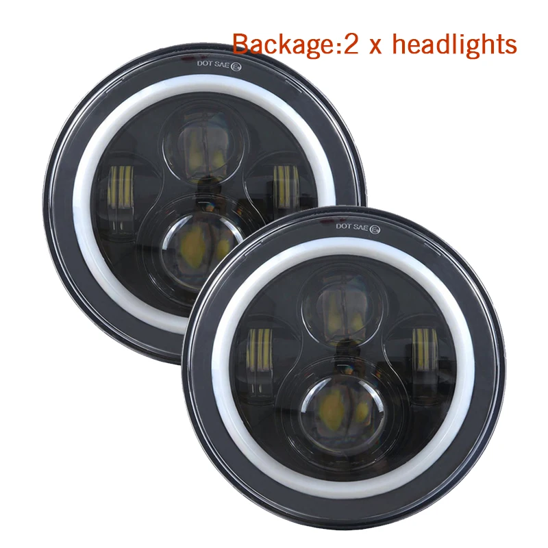 D-2xheadlights 2xFor Lada 4x4 urban Нива УАЗ suzuki samurai 7 дюймовый светодиодный фар с Halo кольцевая фара Замена для мотоцикла - Цвет: D-2xheadlights