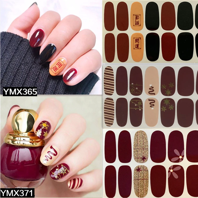 14tips/лист полное покрытие для ногтей наклейки лак полоски однотонный нейл арта