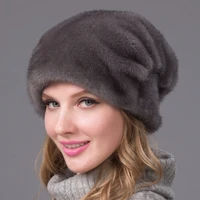 womens bomber hat real mink fur winter warm female outerdoor ski beret russian high quality elegant bucket gray cap gorros