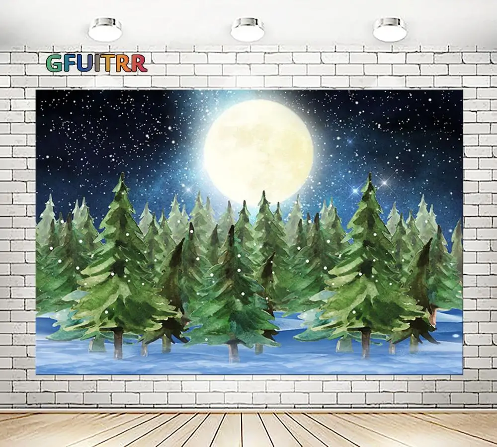 GFUITRR Зимняя Страна Чудес фотография фон день рождения фото Зеленая сосна
