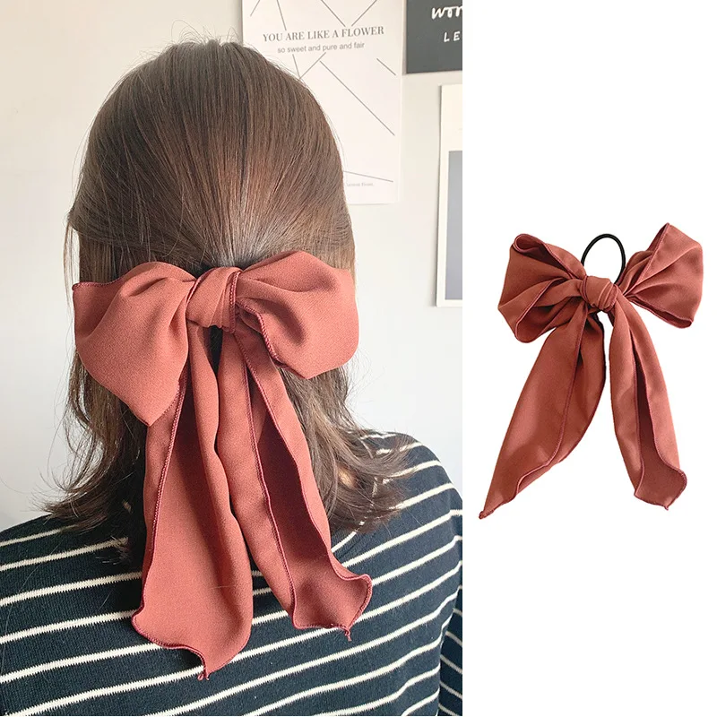 Женские однотонные Завязки для волос с бантом мягкие резинки девочек держатели